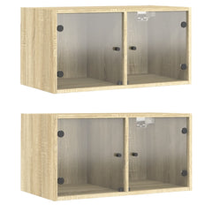vidaXL Wall Cabinets with Glass Doors 2 pcs Sonoma Oak 68.5x37x35 cm 2