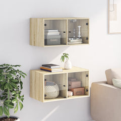 vidaXL Wall Cabinets with Glass Doors 2 pcs Sonoma Oak 68.5x37x35 cm 3