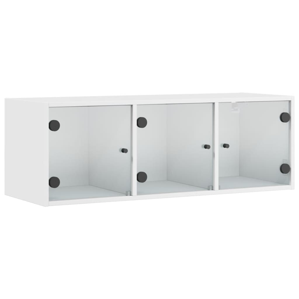 Wall Cabinet with Glass Doors White, image 2