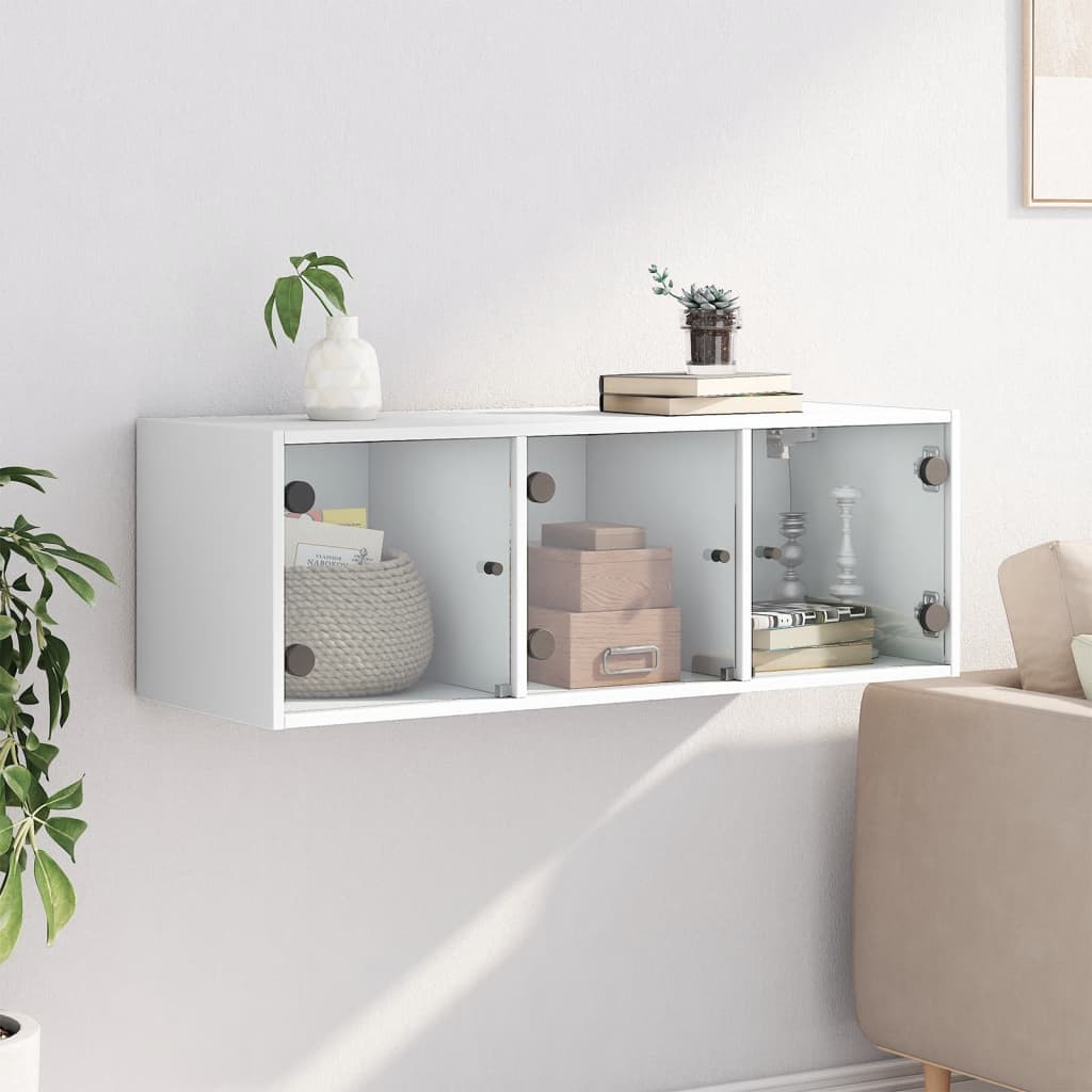 Wall Cabinet with Glass Doors White, image 3