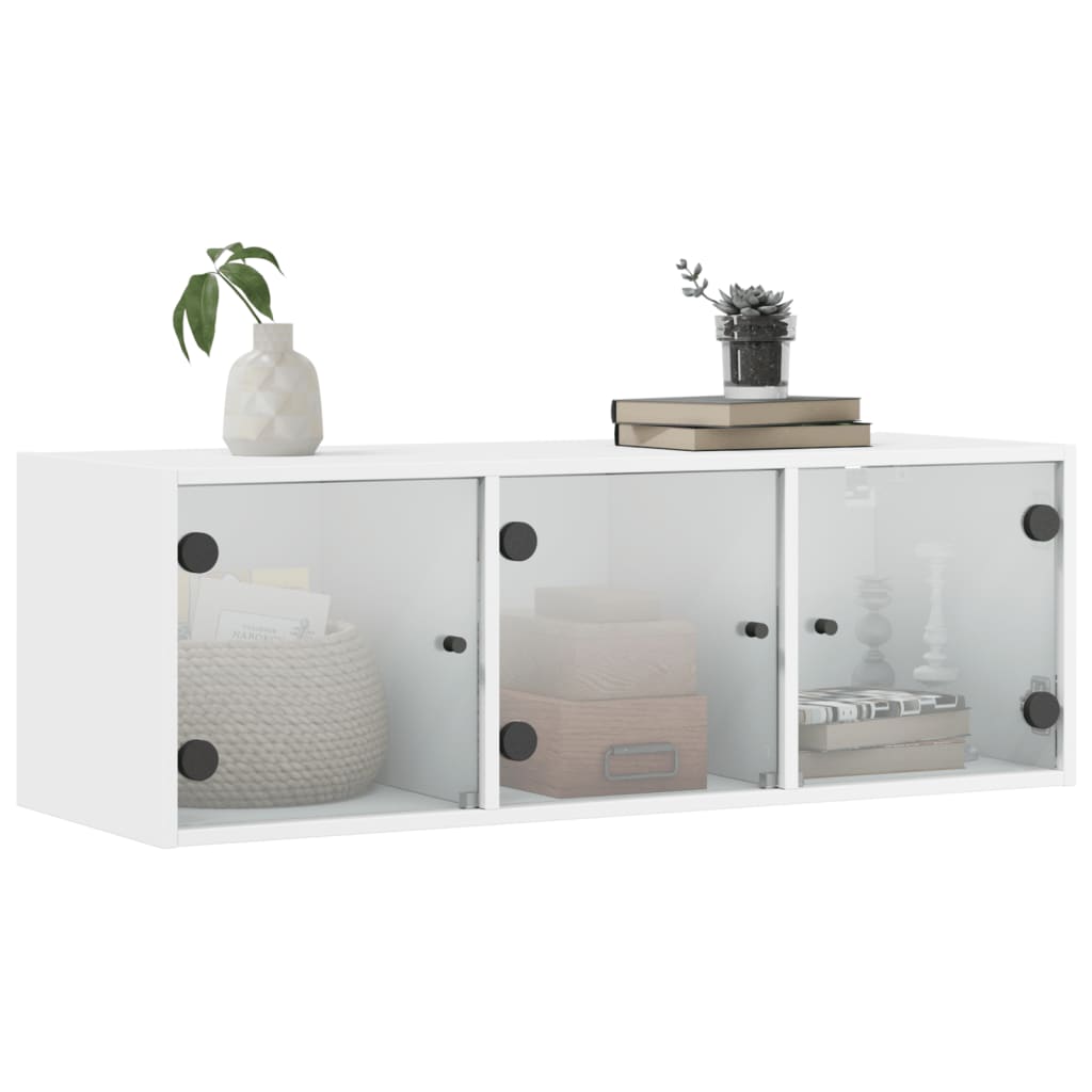 Wall Cabinet with Glass Doors White, image 4