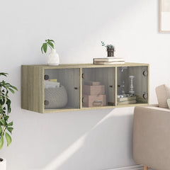 vidaXL Wall Cabinet with Glass Doors Sonoma Oak 102x37x35 cm 3