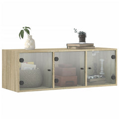 vidaXL Wall Cabinet with Glass Doors Sonoma Oak 102x37x35 cm 4