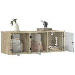 vidaXL Wall Cabinet with Glass Doors Sonoma Oak 102x37x35 cm 5