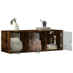 vidaXL Wall Cabinet with Glass Doors Smoked Oak 102x37x35 cm 5