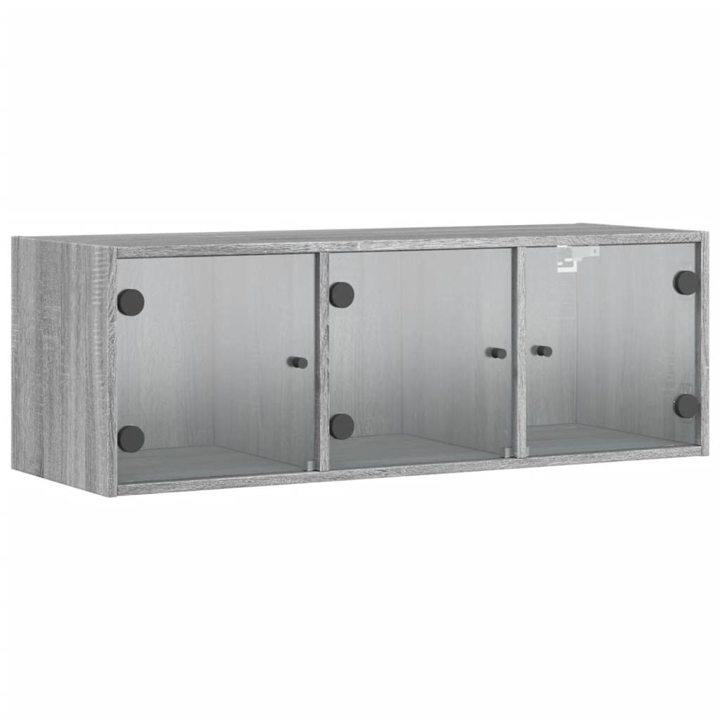 vidaXL Wall Cabinet with Glass Doors Grey Sonoma 102x37x35 cm 2