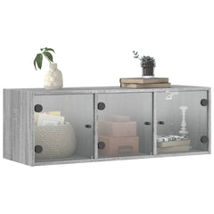 vidaXL Wall Cabinet with Glass Doors Grey Sonoma 102x37x35 cm 4