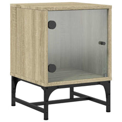 vidaXL Bedside Cabinets with Glass Doors 2 pcs Sonoma Oak 35x37x50 cm 4