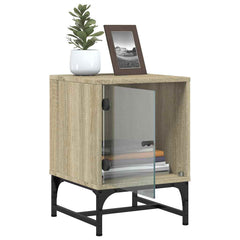 vidaXL Bedside Cabinets with Glass Doors 2 pcs Sonoma Oak 35x37x50 cm 6