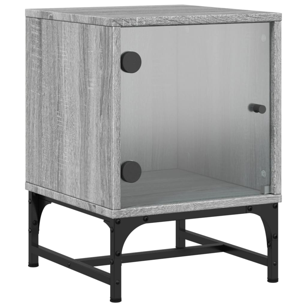 vidaXL Bedside Cabinets with Glass Doors 2 pcs Grey Sonoma 35x37x50 cm 4