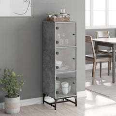 vidaXL Highboard with Glass Doors Concrete Grey 35x37x120 cm 3