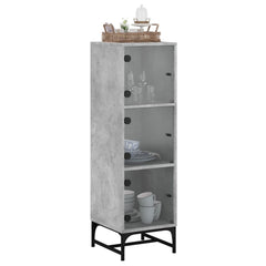 vidaXL Highboard with Glass Doors Concrete Grey 35x37x120 cm 4
