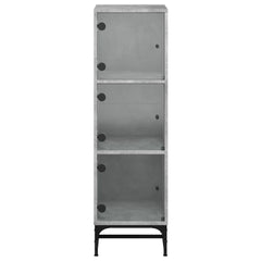 vidaXL Highboard with Glass Doors Concrete Grey 35x37x120 cm 6
