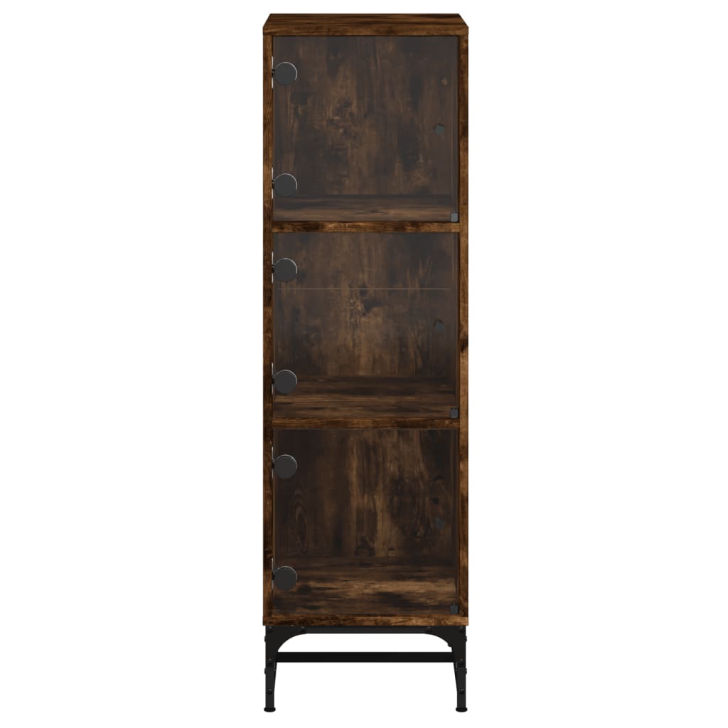 vidaXL Highboard with Glass Doors Smoked Oak 35x37x120 cm 6