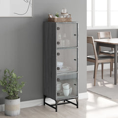 vidaXL Highboard with Glass Doors Grey Sonoma 35x37x120 cm 3