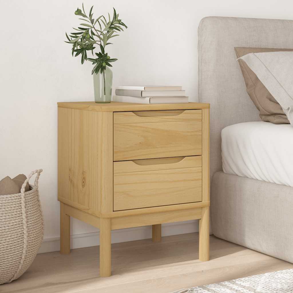 vidaXL Bedside Cabinet FLORO Wax Brown 45x39x57 cm Solid Wood Pine 3