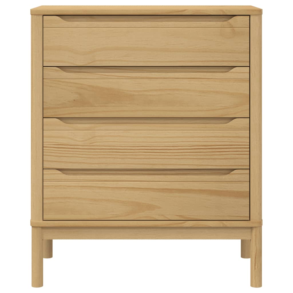 Chest of Drawers "FLORO" Solid Wood Pine Wax brown
