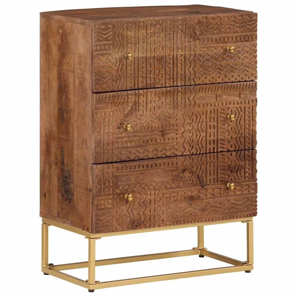 vidaXL Chest of Drawers 55x30x76 cm Solid Wood Mango and Iron 1