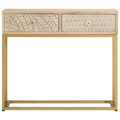 vidaXL Console Table 90x30x76 cm Solid Wood Mango and Iron 3