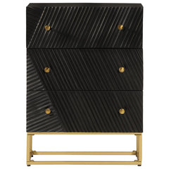 Sideboard Black Solid Wood Mango and Iron With 3 drawers