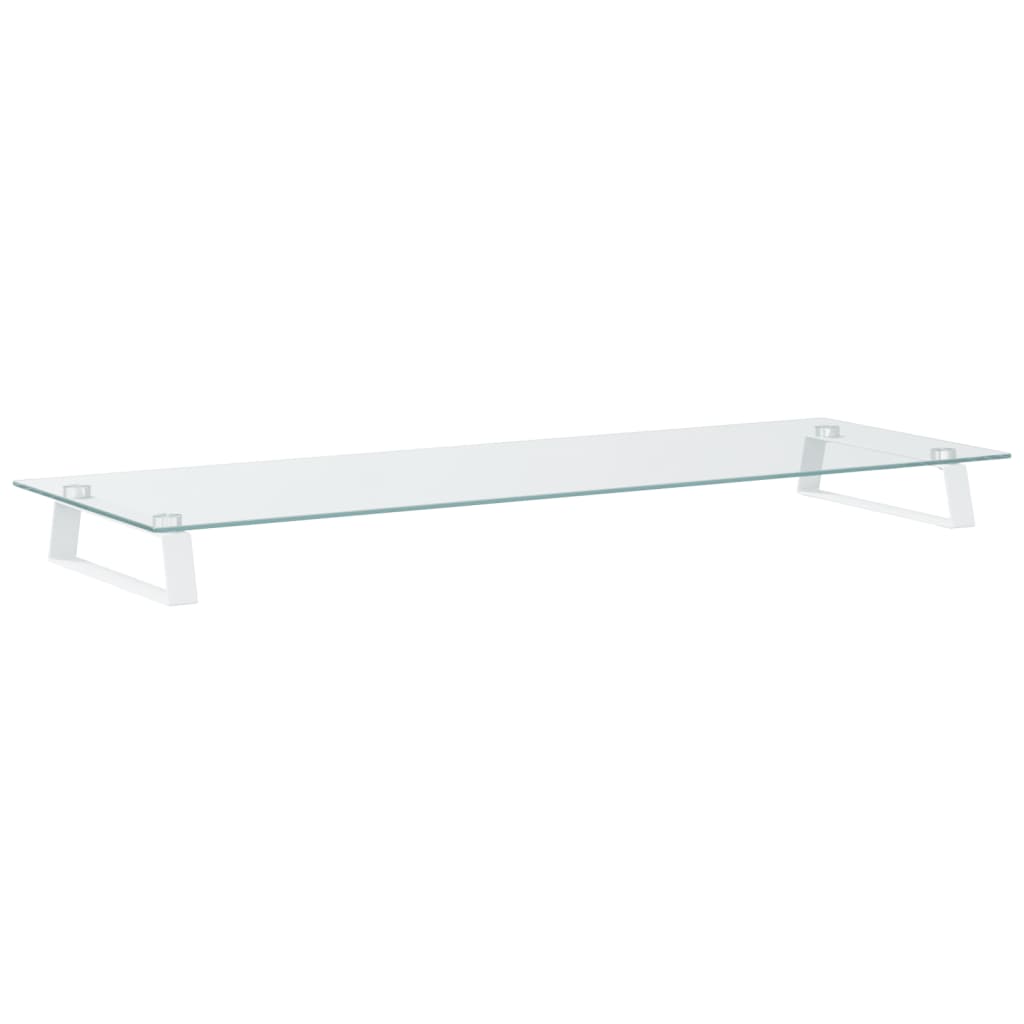 vidaXL Monitor Stand White 100x35x8 cm Tempered Glass and Metal 2