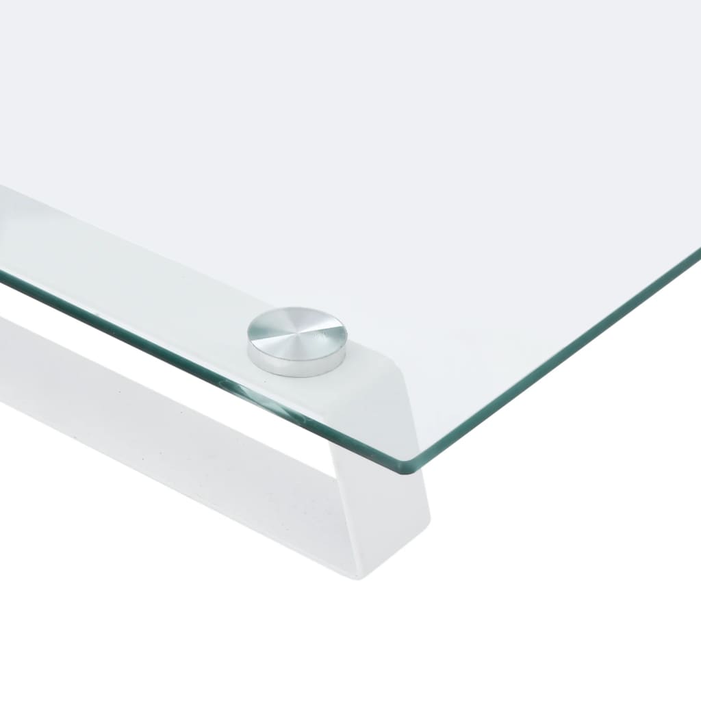 vidaXL Monitor Stand White 100x35x8 cm Tempered Glass and Metal 6