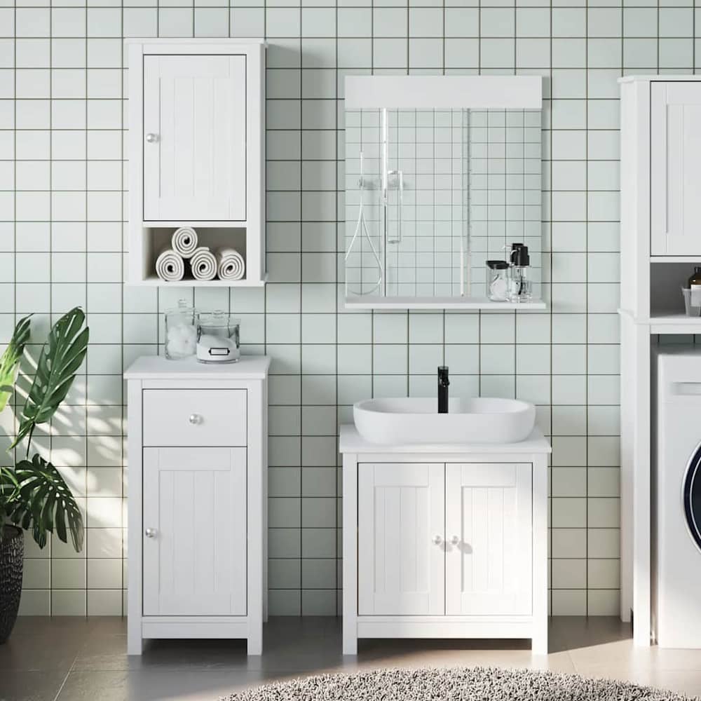 Bathroom Furniture Set "BERG" Solid Wood Pine White Depth 34 cm 40 cm 80 cm 3