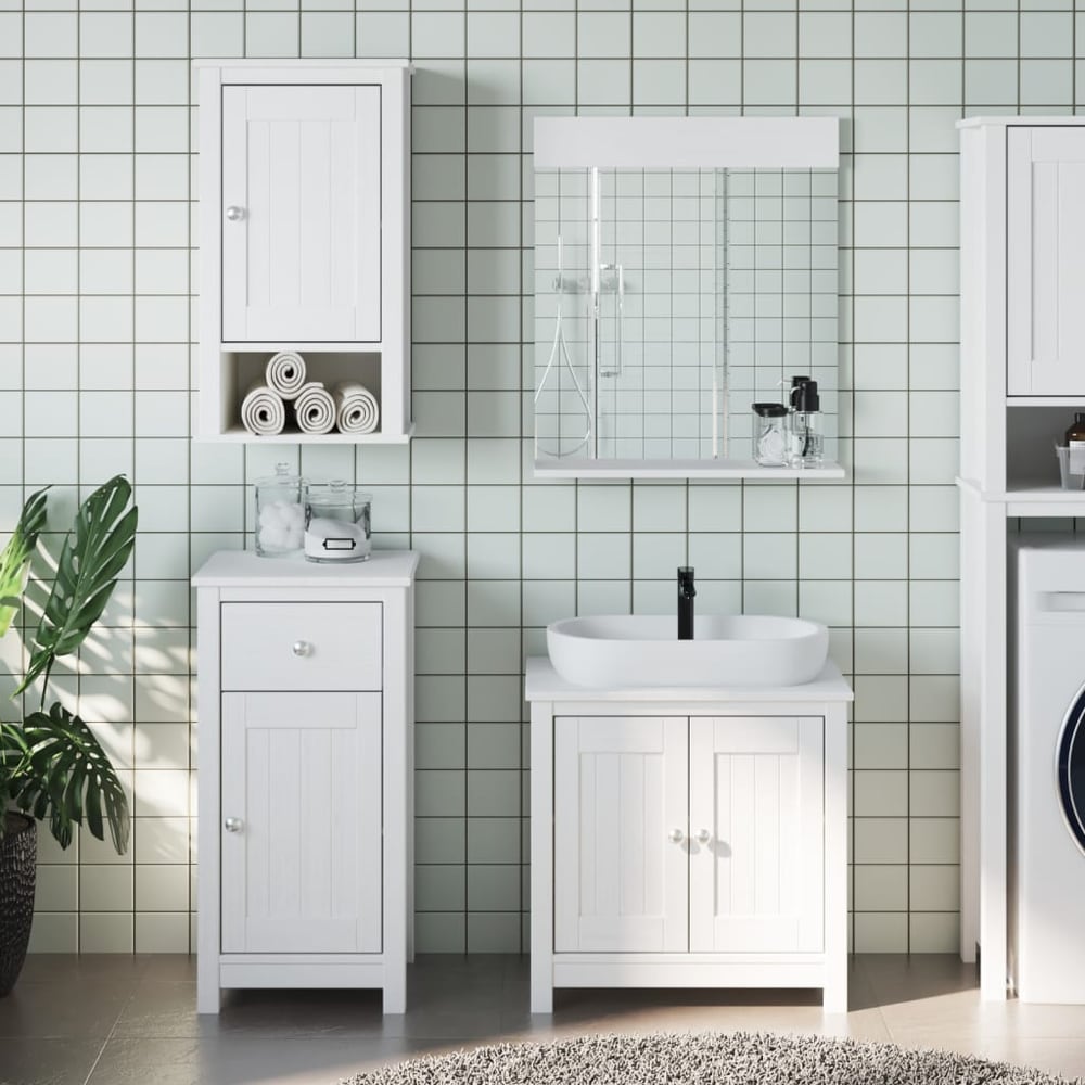 Bathroom Furniture Set "BERG" Solid Wood Pine White Depth 34 cm 40 cm 80 cm 4