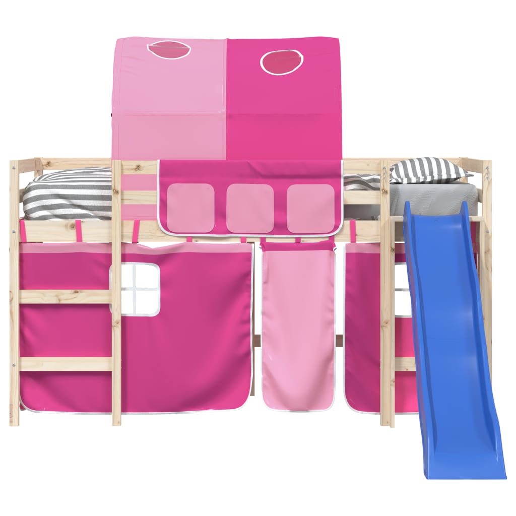 vidaXL Curtains for Loft Bed with Tunnel Pink Polyester 5