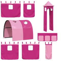vidaXL Curtains for Loft Bed with Tunnel and Tower Pink 3