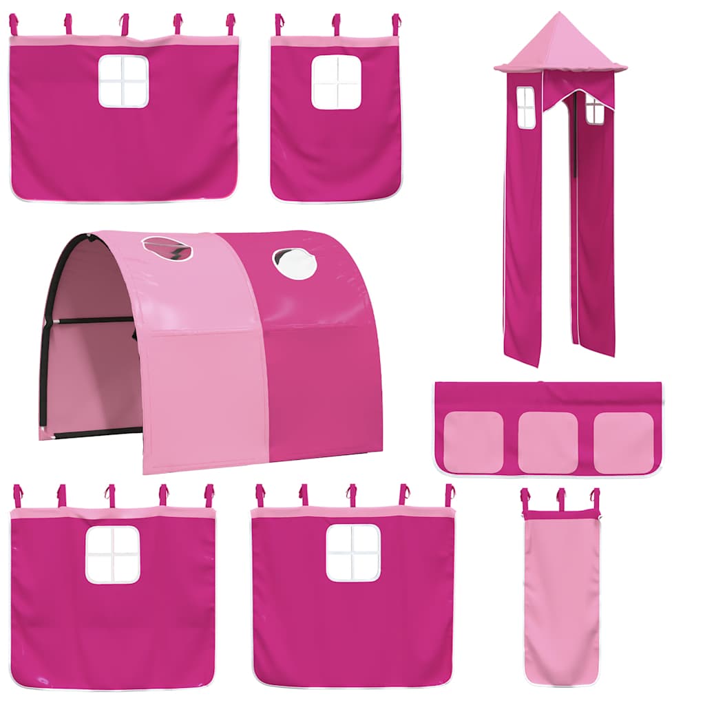 vidaXL Curtains for Loft Bed with Tunnel and Tower Pink 3