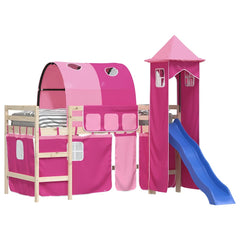 vidaXL Curtains for Loft Bed with Tunnel and Tower Pink 5