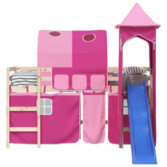 vidaXL Curtains for Loft Bed with Tunnel and Tower Pink 6