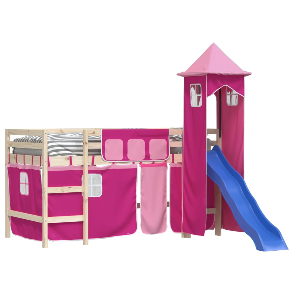vidaXL Curtains for Loft Bed with Tower Pink Polyester 4