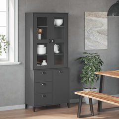vidaXL Highboard "VIKEN" Anthracite Grey 80x40x190 cm Solid Wood Pine 3