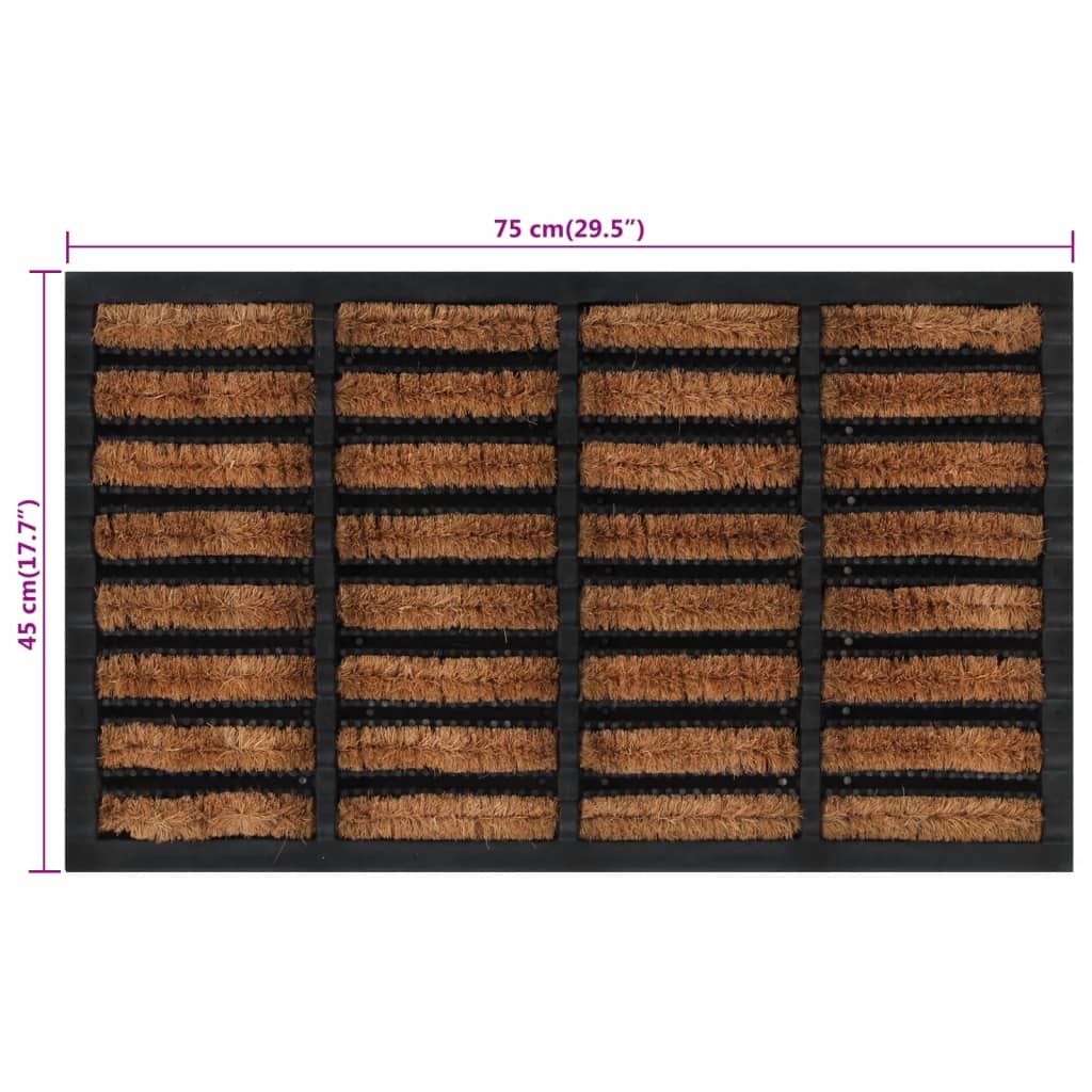 vidaXL Door Mat Rectangular 45x75 cm Rubber and Coir 6