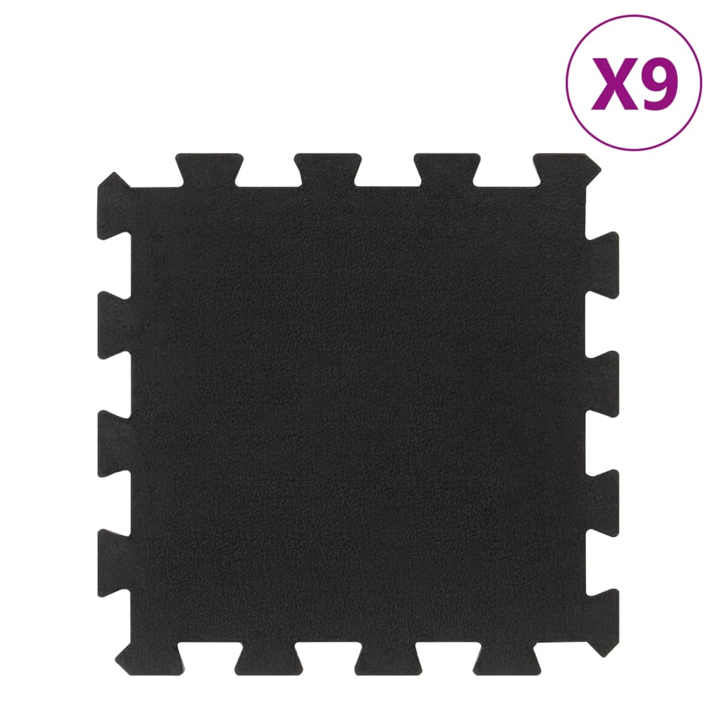 vidaXL Rubber Floor Tiles 9 pcs Black 16 mm 30x30 cm 1
