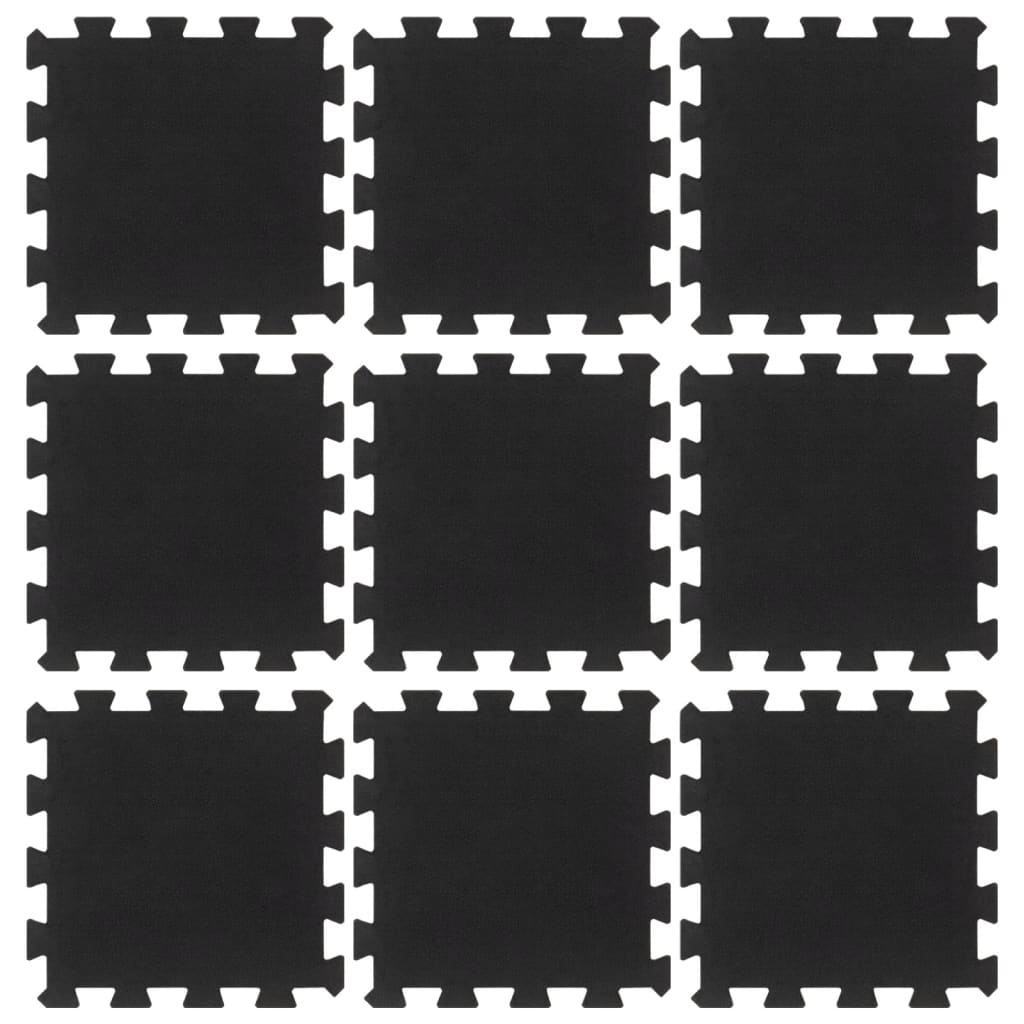 vidaXL Rubber Floor Tiles 9 pcs Black 16 mm 30x30 cm 3