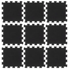 vidaXL Rubber Floor Tiles 9 pcs Black 16 mm 30x30 cm 3