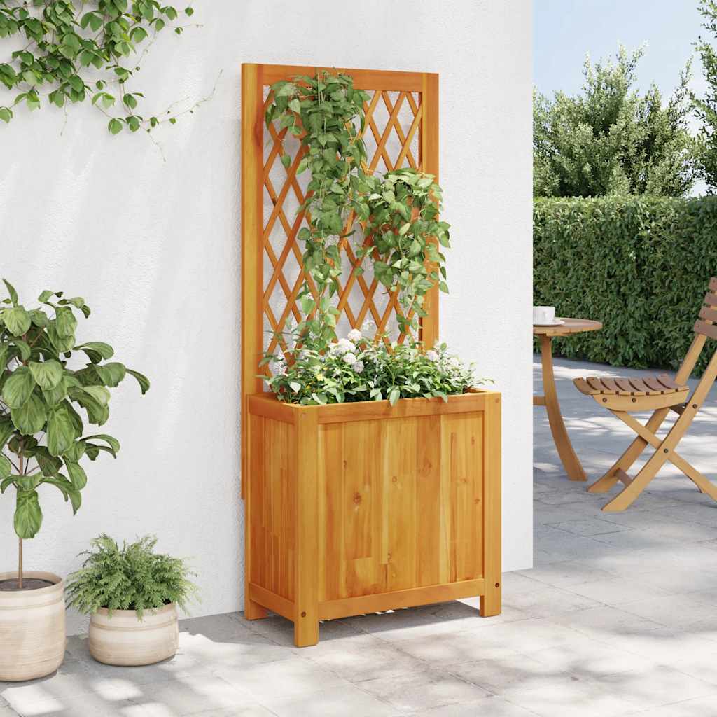 vidaXL Planter with Trellis 55x29,5x132 cm Solid Wood Acacia 3