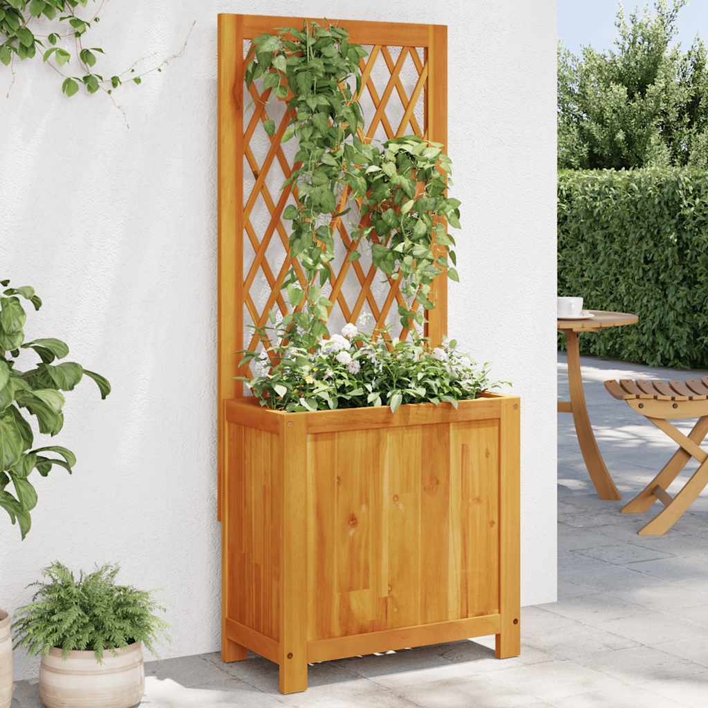 vidaXL Planter with Trellis 55x29,5x132 cm Solid Wood Acacia 1