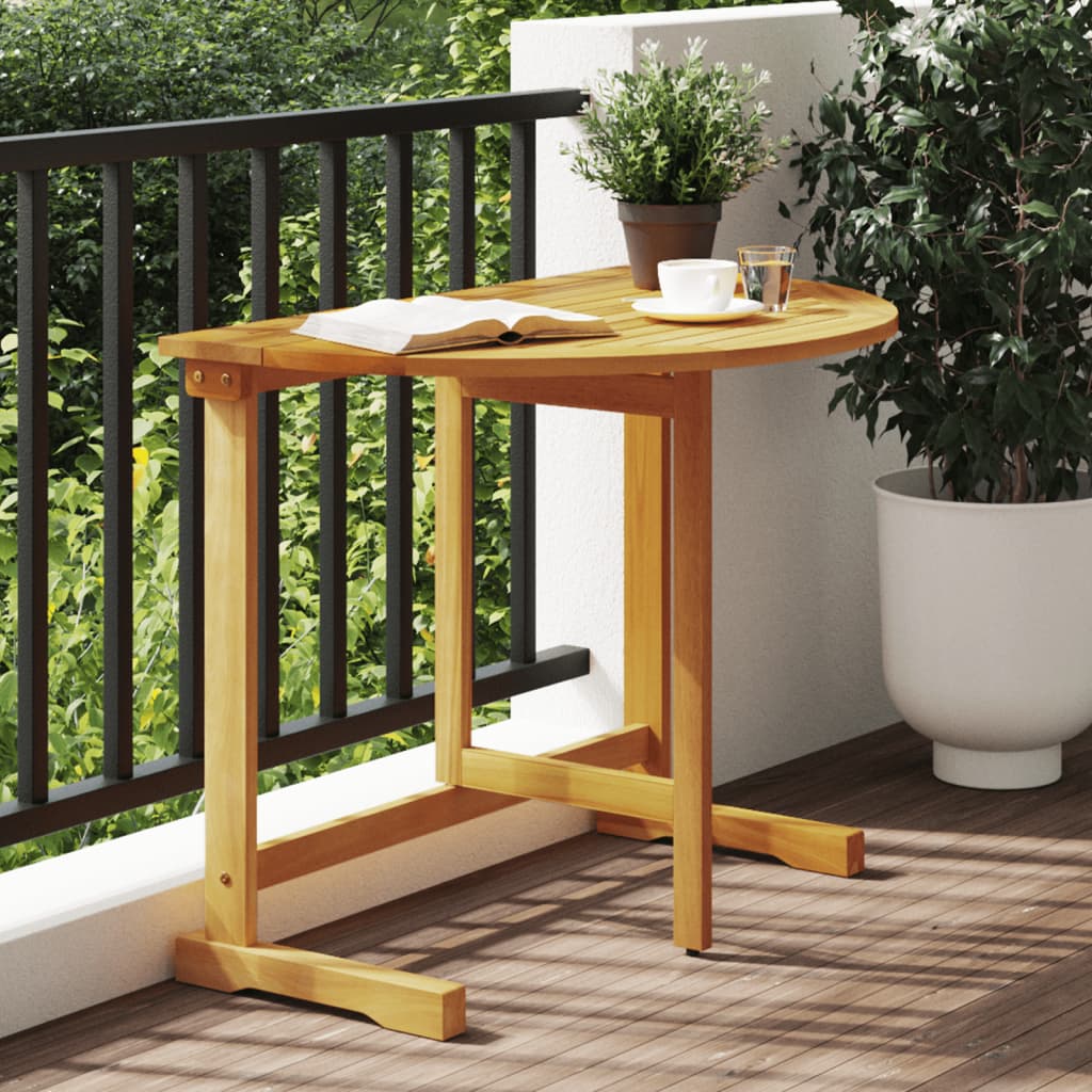 Folding Balcony Table 90x60x72 cm Solid Wood Acacia Half round