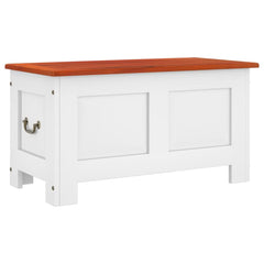 vidaXL Storage Chest with Lid Brown and White Solid Wood Acacia 2