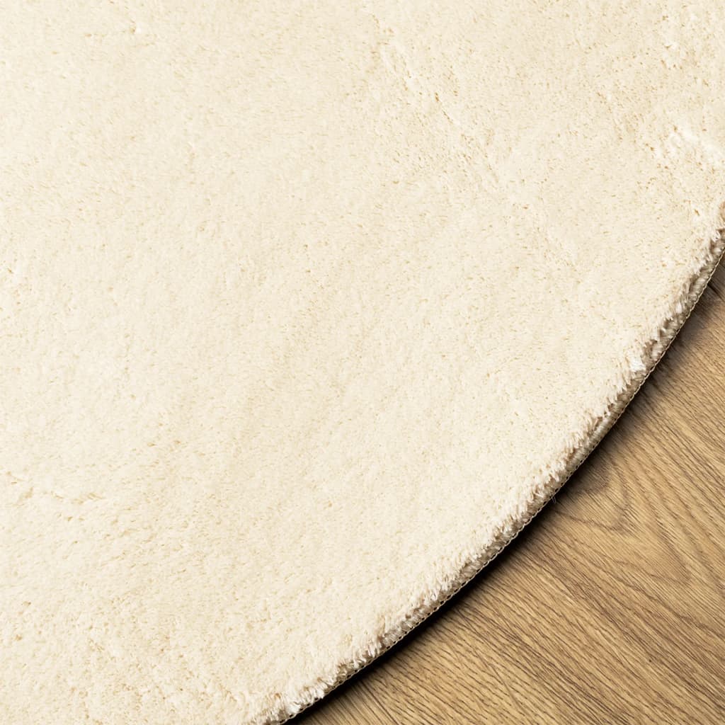 vidaXL Rug HUARTE Short Pile Soft and Washable Cream Ø 120 cm 4