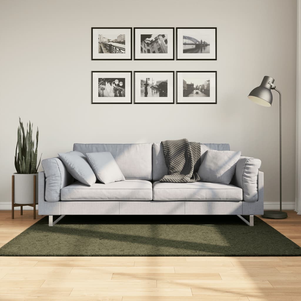 Rug HUARTE 100% Polyester Flat Green 60 x 110–Ø 80 cm 120 x 170 cm
