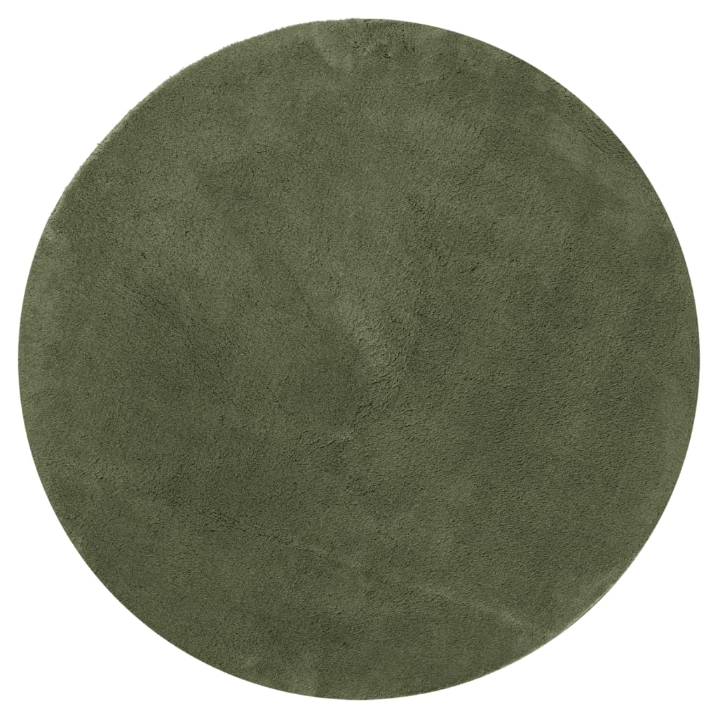 vidaXL Rug HUARTE Short Pile Soft and Washable Forest Green Ø 100 cm 2