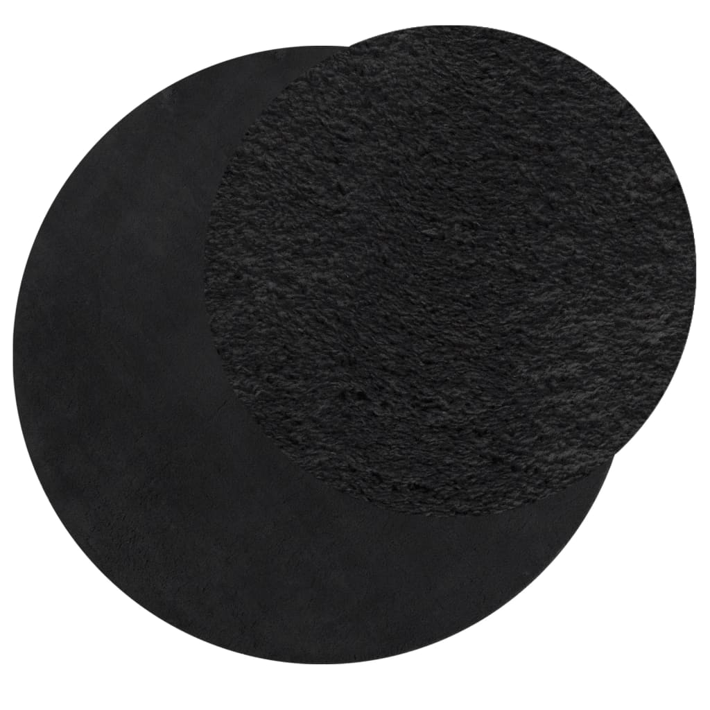 Rug HUARTE Short Pile Soft and Washable Black Ø 100–Ø 200 cm Ø 100 cm