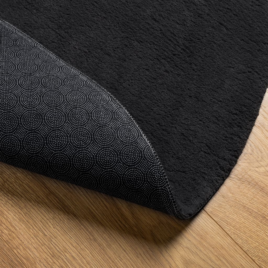 vidaXL Rug HUARTE Short Pile Soft and Washable Black Ø 160 cm 5