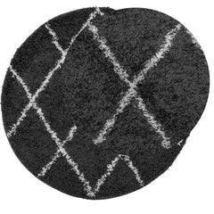 vidaXL Shaggy Rug PAMPLONA High Pile Modern Black and Cream Ø 280 cm 3