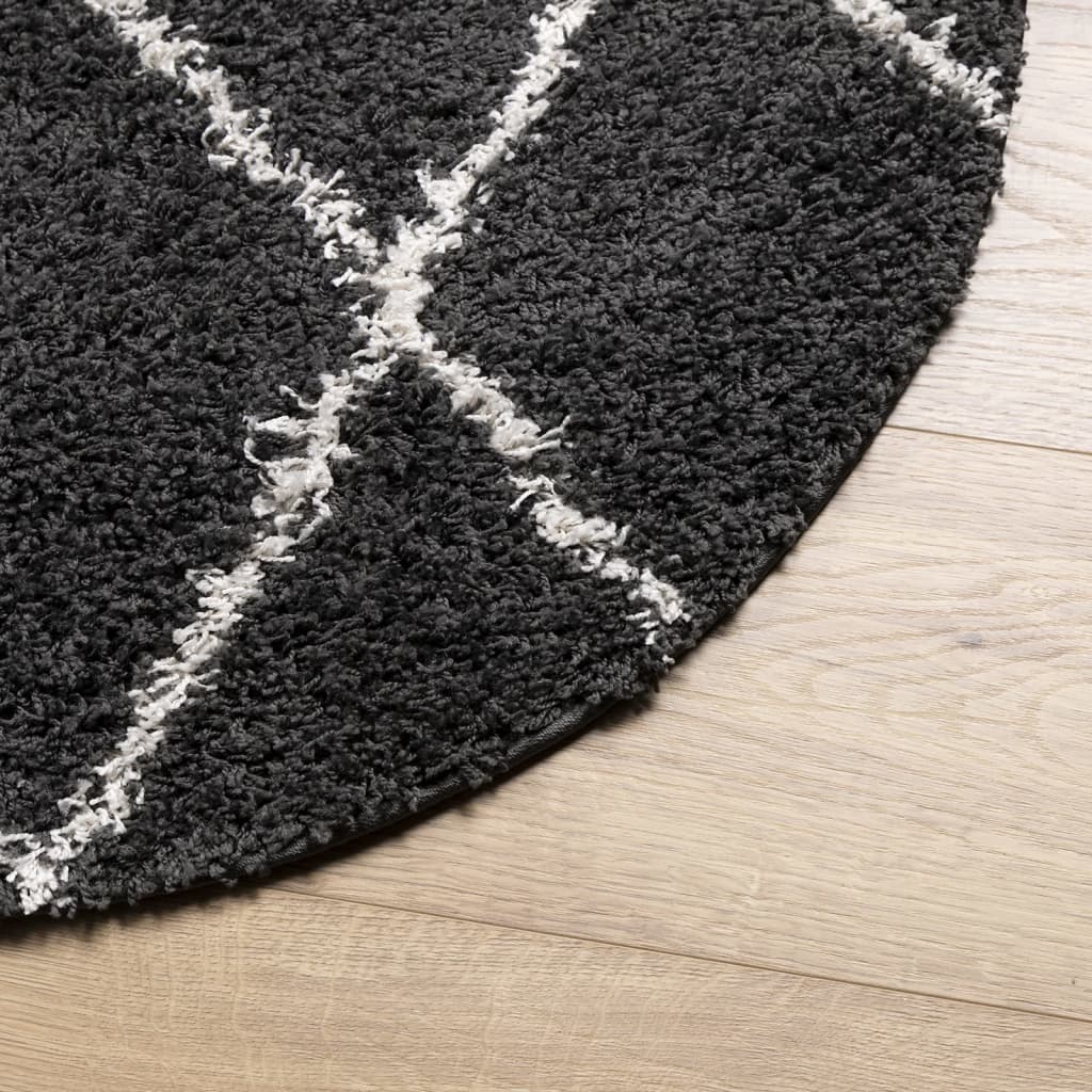 vidaXL Shaggy Rug PAMPLONA High Pile Modern Black and Cream Ø 280 cm 4